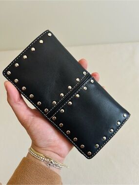 Michael Kors Black Leather Astor Continental Studded Wallet